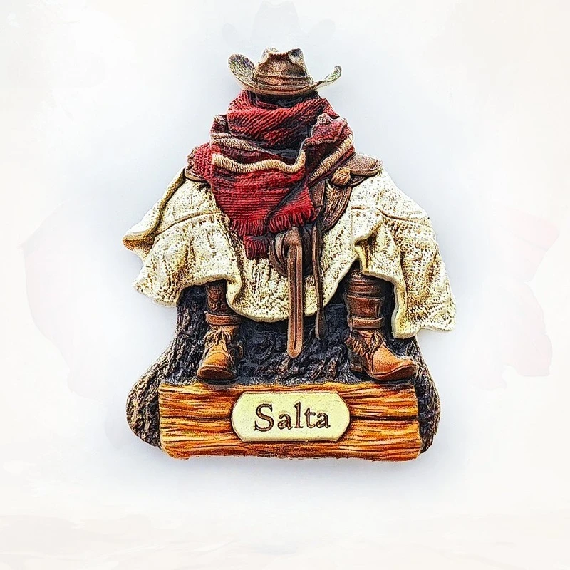 Salta Gaucho Set Fridge Magnet - 3D Argentine Souvenir Pampas Cowboy Decor Unique South America Gift