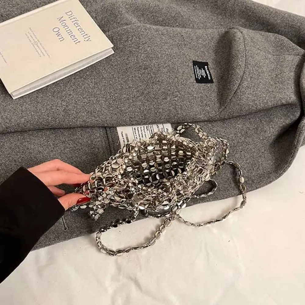 

Вечерняя сумка с пайетками, мини-сумка на плечо, плетеная сумка через плечо с бисером, маленькая сумочка, элегантная блестящая сумка на плечо для женщин