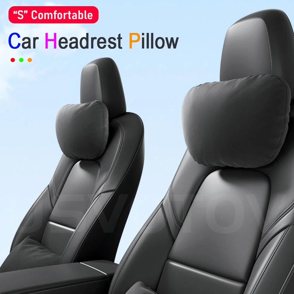 USVOTOV Uniquely Designed Headrest Pillow for Tesla Model 3 Y S X Neck Pillow Soft Car Neck Support Cushion Interior Accessories