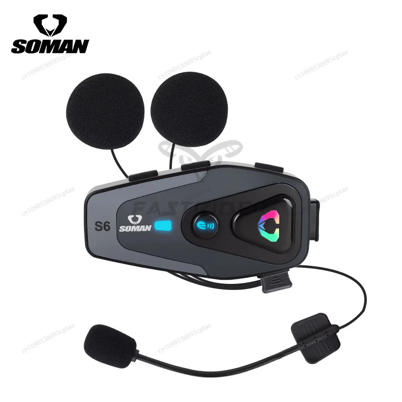 

Newest Soman Bluetooth Intercom Fitting For Motorcycle Helmets BT Headsets Max Pair 3 Persons S6