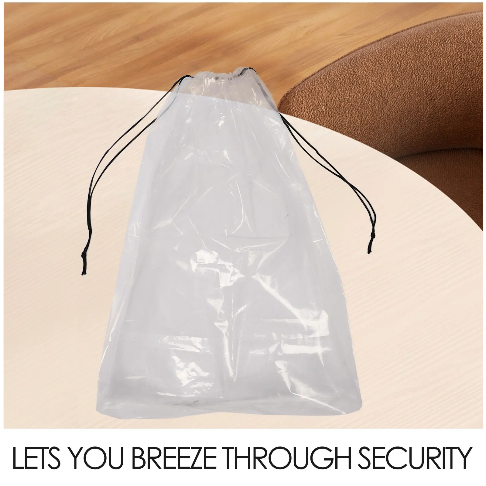 Transparent Drawstring Storage Bag Water Resistant Clear Backpack for Travel Sports Students Office Use Storage Bags