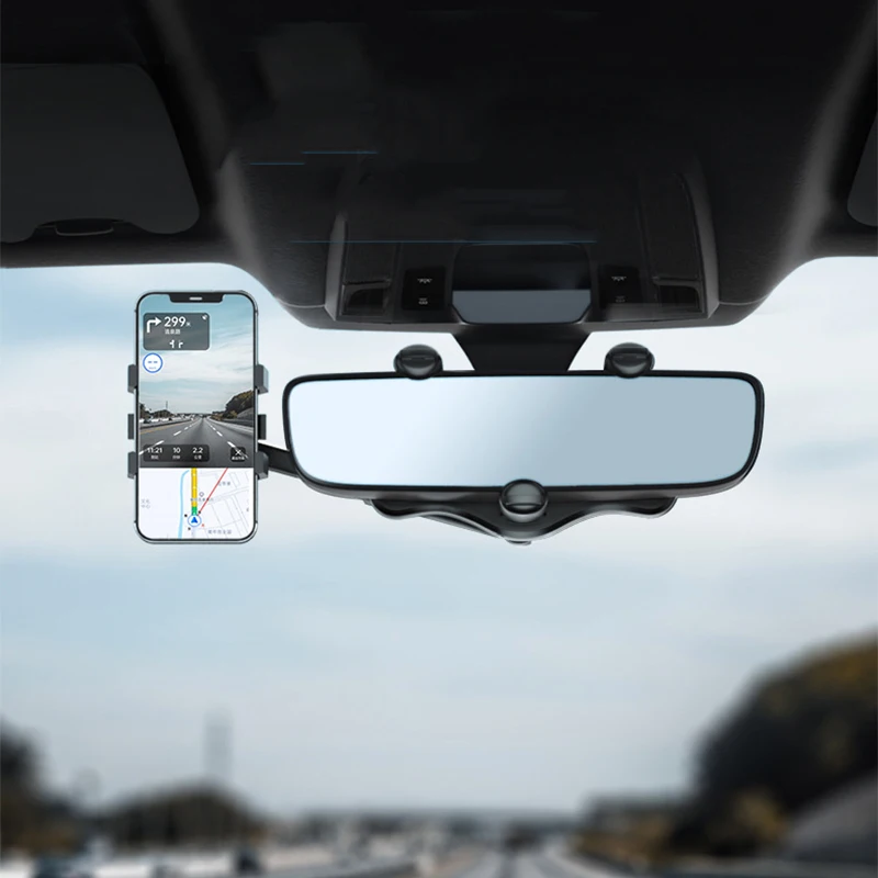 Universal Clip Rotatable and Retractable Car Phone Holder Rearview Mirror Driving Recorder Bracket DVR/GPS Mobile Phone Support