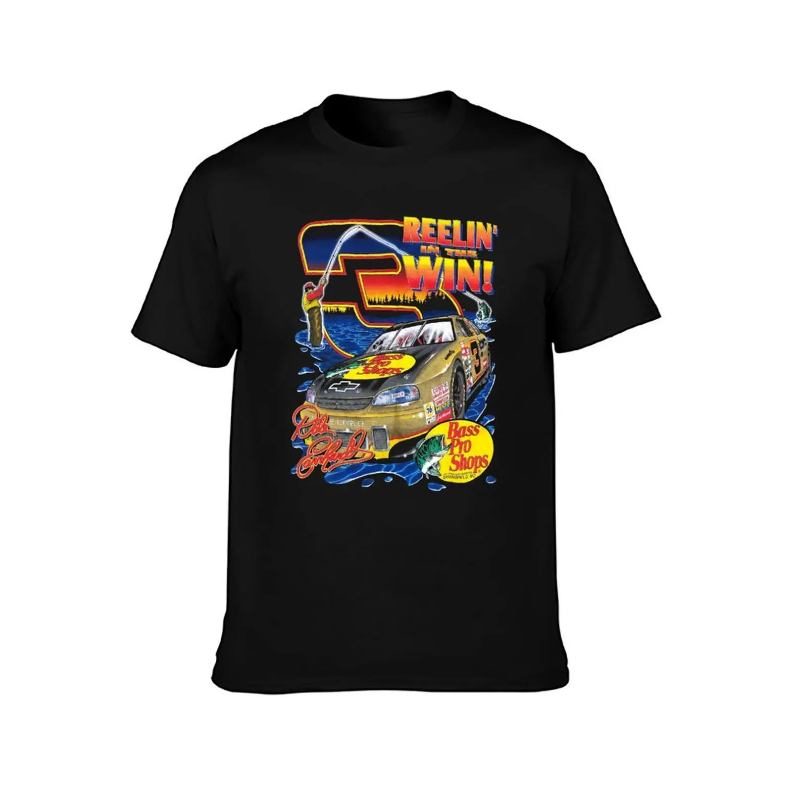 Dale Earnhardt Reelin In The Win T-Shirt Sports Casual Short Sleeve Cotton Tee