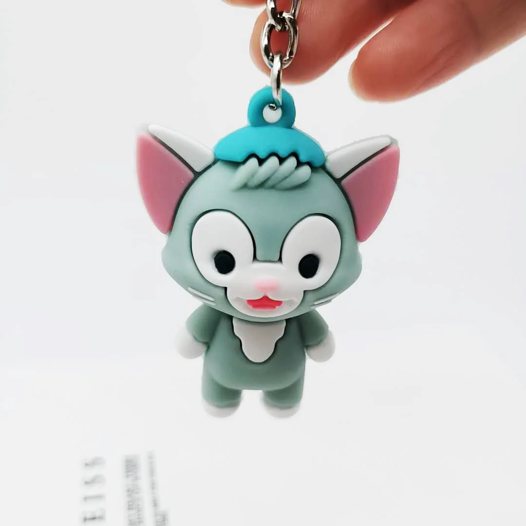 Hot selling Dailu painter cat keychain bag pendant creative small gift soft glue cute cat key pendant