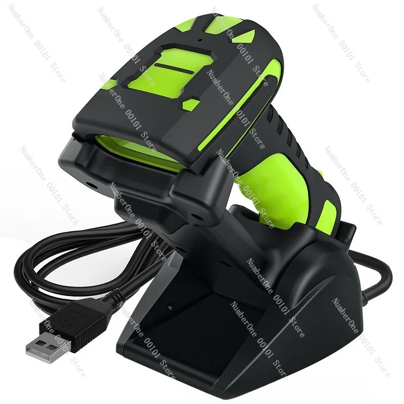 Industrial Grade Wireless Bluetooth 1D 2D Barcode Scanner Automatic QR Code Reader with Fixed Base Stand Auto Sensing Scan Gun