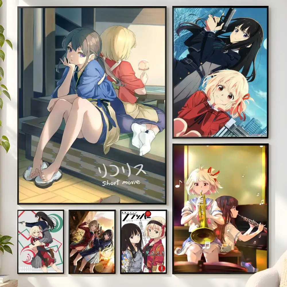 Kawaii Anime L-LycorisS R-Recoil Poster Matte Wall Peel And Stick Decor Bedroom Living Room Office Dorm Home