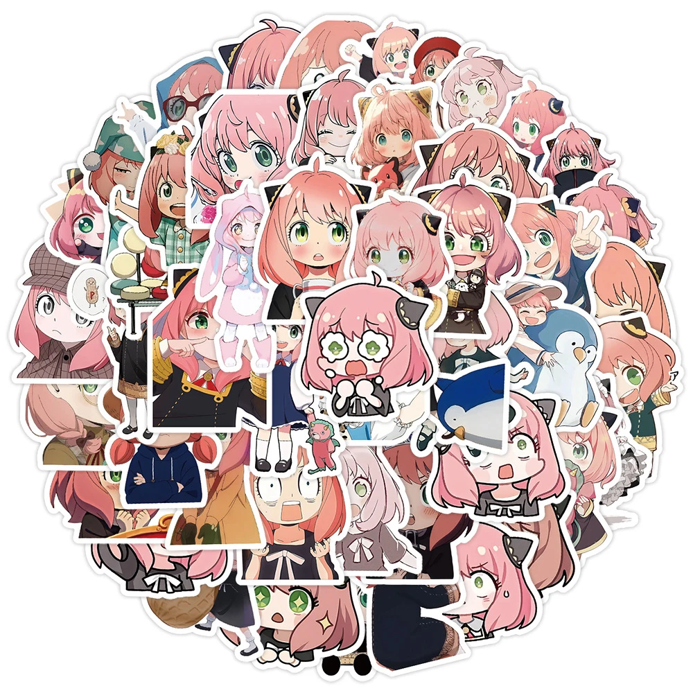 50pcs SPY×FAMILY Anime Stickers for Kid Cute Graffiti Phone Case Laptop Stationery Waterproof Kawaii Cartoon Sticker Pack