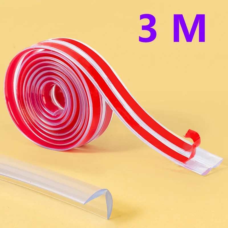 Transparent PVC Baby Protection Strip Double-Sided Self-adhesive Tape Anti-Bumb Kids Safety Table Edge Furniture Guard Corner