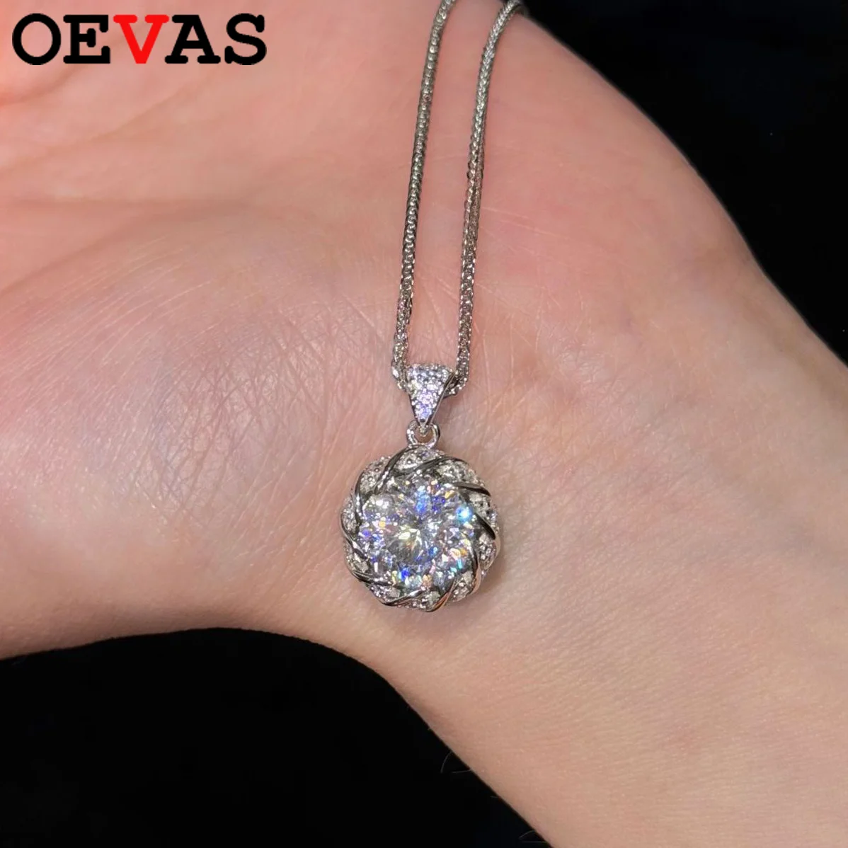 

OEVAS овальная огранка 3CT 100% настоящий муассанит ожерелье для женщин стерлингового серебра 925 пробы цветок кулон свадебная вечеринка роскошные ювелирные изделия подарок