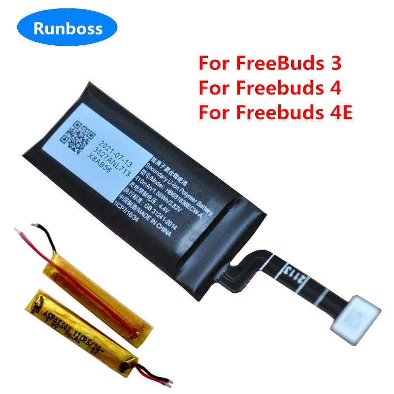 Nowa wysokiej jakości bateria do Huawei FreeBuds 3 Freebuds 4 4E słuchawki Bluetooth T0004C HB681636ECW bezprzewodowe ładowanie 410mAh