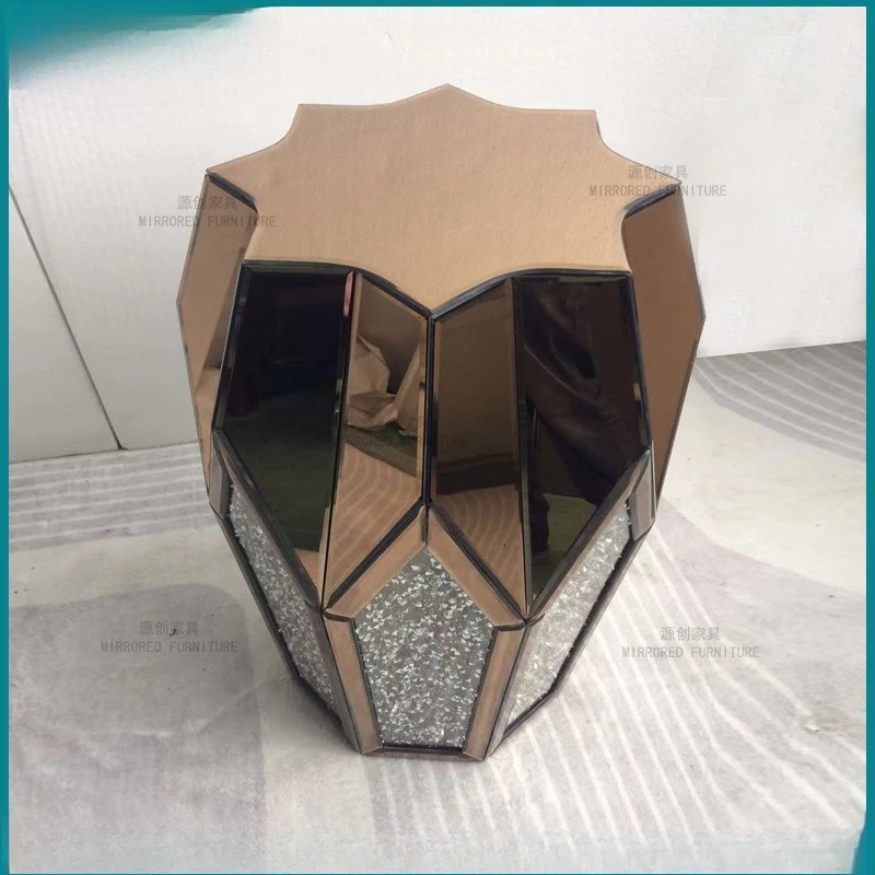 

Light luxury European mirror coffee table, corner table, glass entrance table, living room bedroom crystal decoration