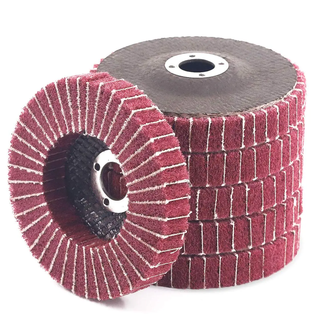 6PCS 4 Inch 240 Grit Red Nylon Fiber Flap Discs with Sandpaper,perfect for Paint Remove & Stainless Steel Tube Polishing