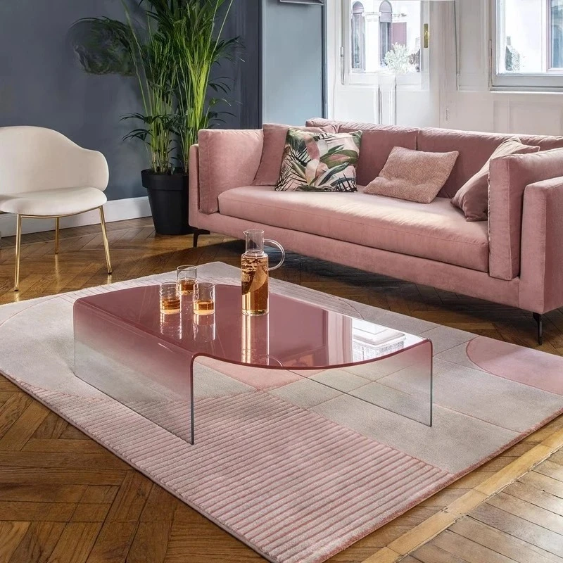 designer living room household small side table temp light luxury gradual change hot bending special-shaped