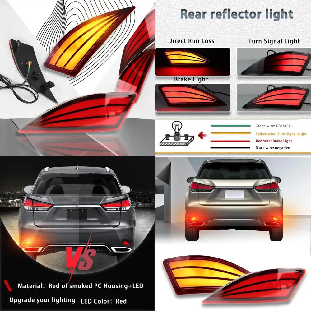 

Enhanced LED Rear Bumper Reflectors for Lexus RX350 Base/F Sport 2020-2022, RX350L Base 2020-2022, Upgraded Sequential Turn Sign
