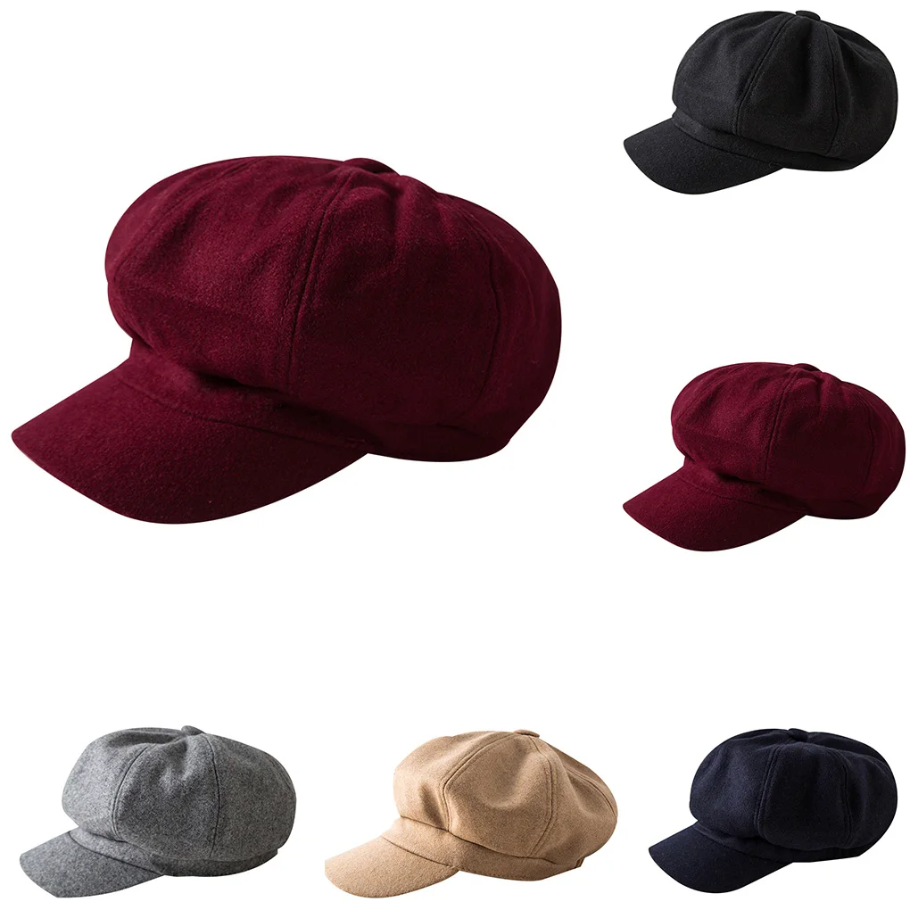 Berretto Vintage cappello da strillone autunno inverno cappello berretto berretto ottagonale berretto di lana morbido per berretto da donna berretto da pittore