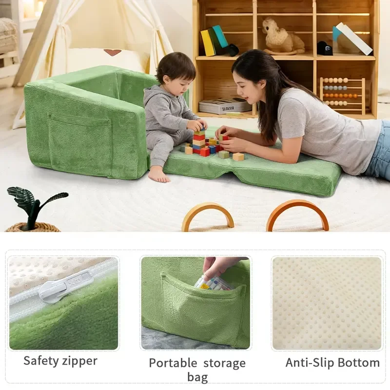 Modern Foldable Flannel Plush Armchair for Kids Low Cost Compression Children Sofa Chair for Home Bedroom School Furniture