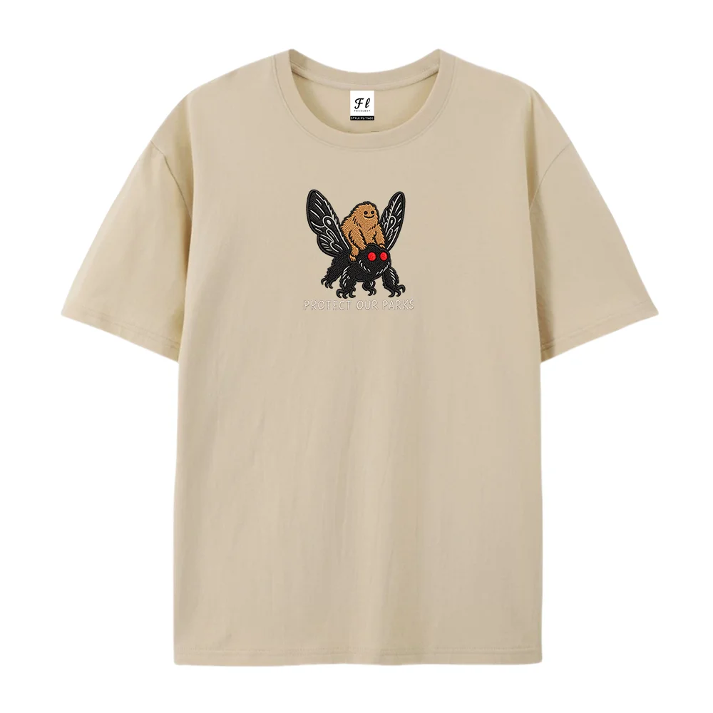 Women Funny Cryptid Graphic Tee Crew Neck Cotton Short Sleeve Ladies Daily T‑Shirt Protect Our Parks Bigfoot Mothman Casual Tops