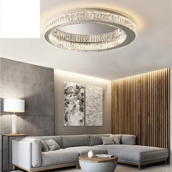 Luxury And Beautiful Designer Modern Style Super Thin Ceiling Lamp Stainless Steel Crystal Ceiling Lamp