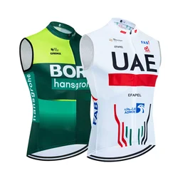 New UAE Cycling Vest Men Road BORAFUL TEAM Bike Windbreaker T-shirt Ropa Ciclismo Pro Riding Sleeveless Bicycle Maillot Jersey
