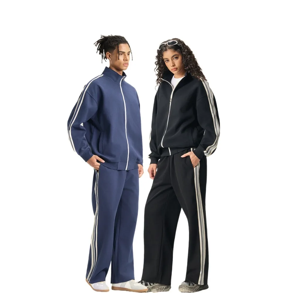 Tesco Heavyweight Zip Jacket Men's Stripe With Pockets Casual Sports Jacket Suit For Sports, Gym Wear