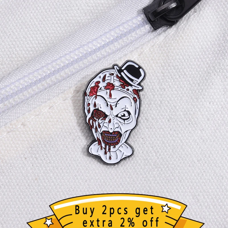 Horror Movie Character Clown Enamel Pin Custom Halloween Skeleton Badge Brooch Lapel Cartoon Anime Jewelry Gifts Wholesale