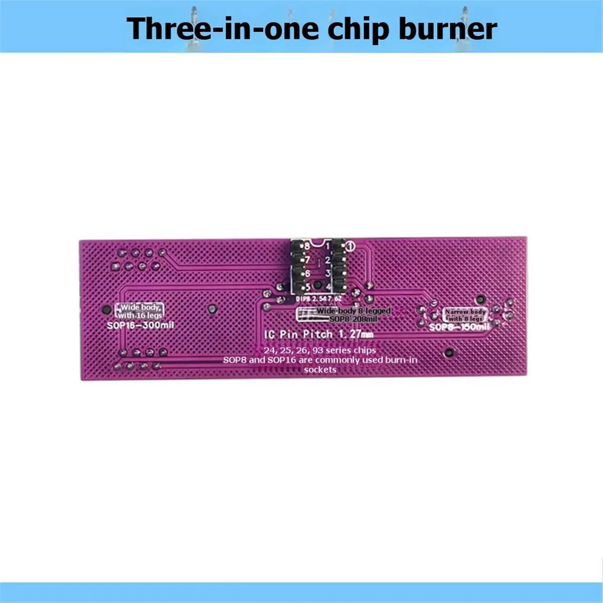 For RT809H.F Programmer Sockets Narrow-Body and Wide-Body SOP8/SOP16 3in1 Spring-Loaded to DIP8 Adapter
