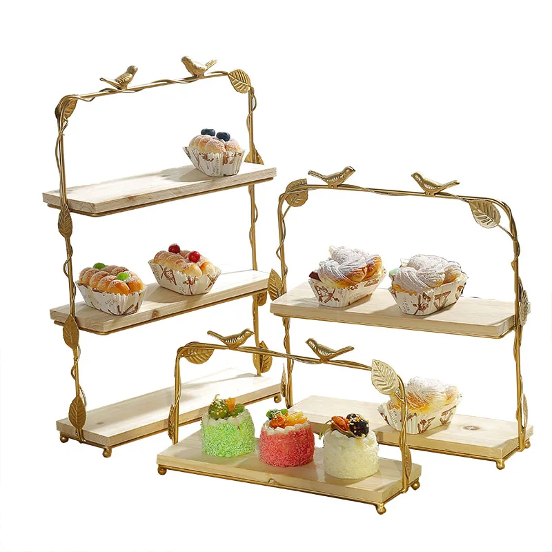 Imagem -05 - Cozinha Storage Rack Wood Bolo Stands Louça Louça Bandeja de Decoração Cupcake Placas Gramado Casamento Decoração de Aniversário