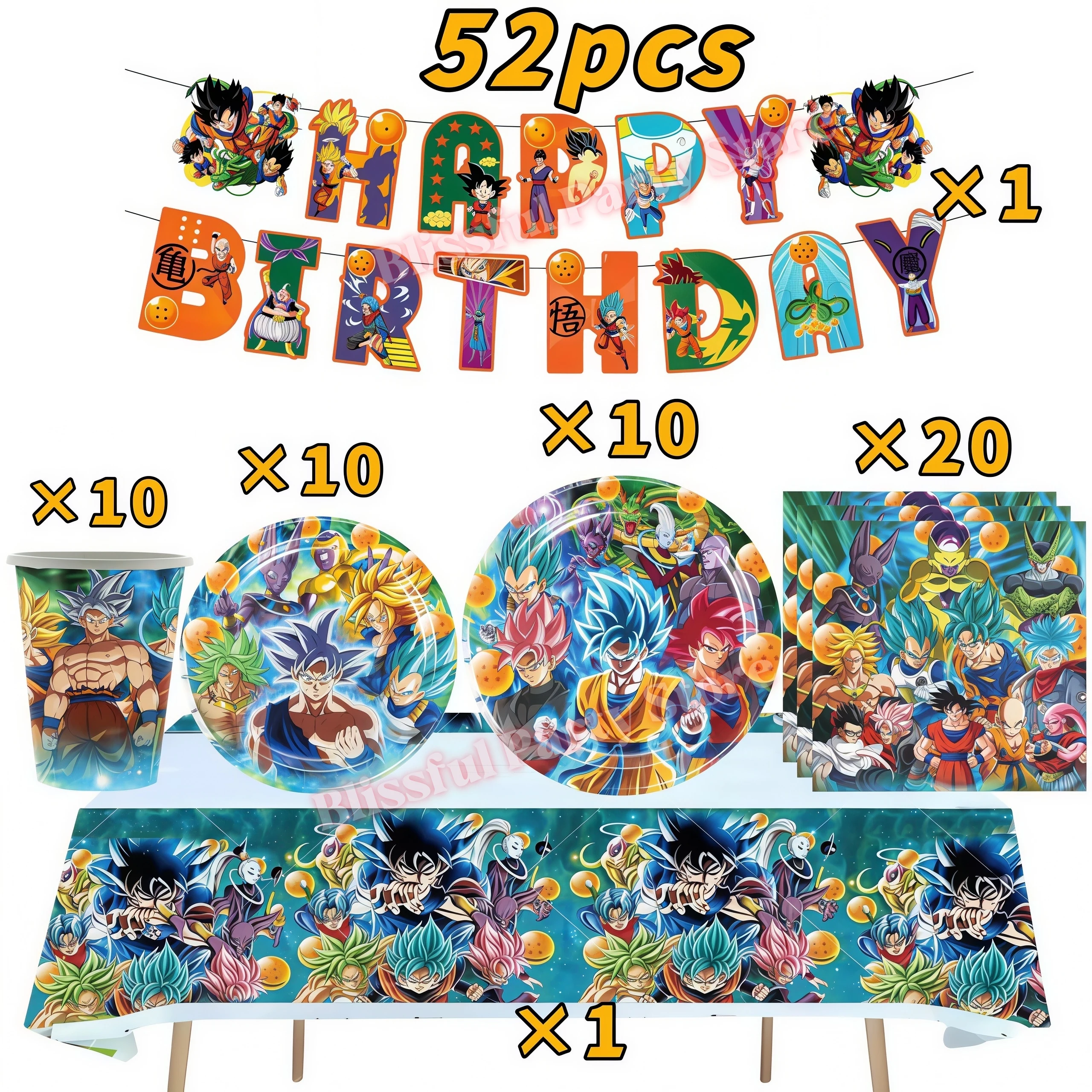 Dragon Ball Themen-Geburtstagsdekoration Partyzubehör Goku Teller Ballons für Kinderparty-Accessoires Babyparty-Gastgeschenke