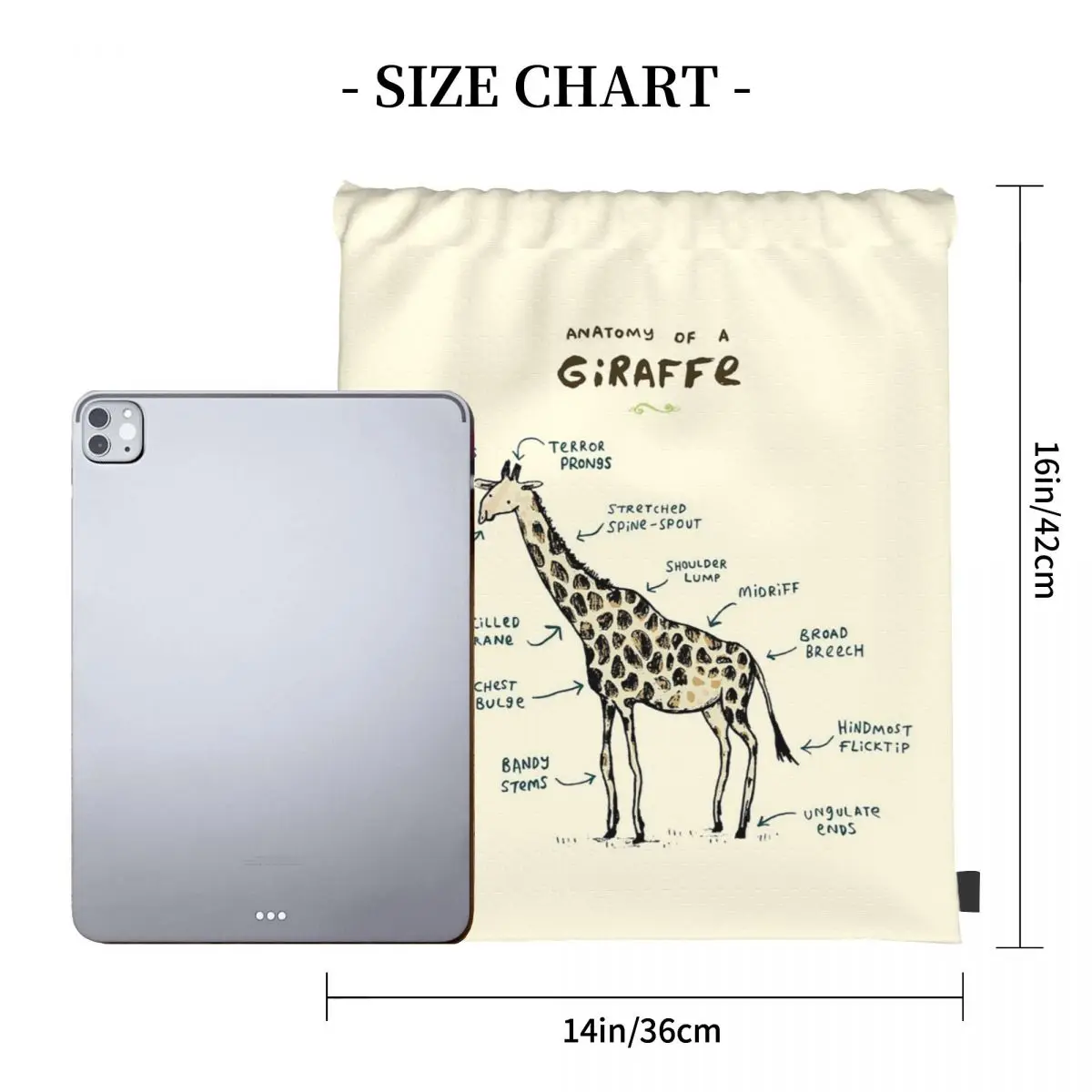 Anatomy Of A Giraffe Backpacks Fashion Portable Drawstring Bags Sundries Bag Book Bags For Travel School