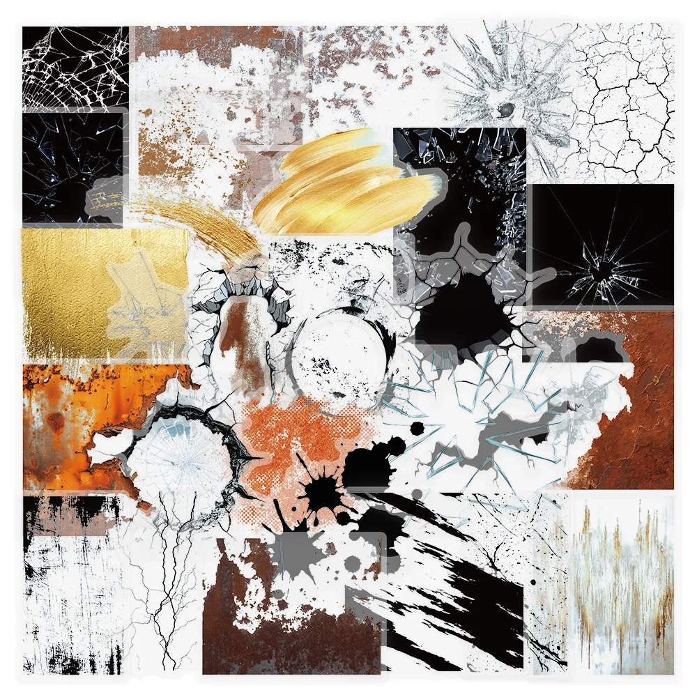 

50PCS Mottled Fragment Graffiti Stickers Retro and Fragmented DIY Aesthetic for Stationery Notebook Laptop Guitar Car Bike