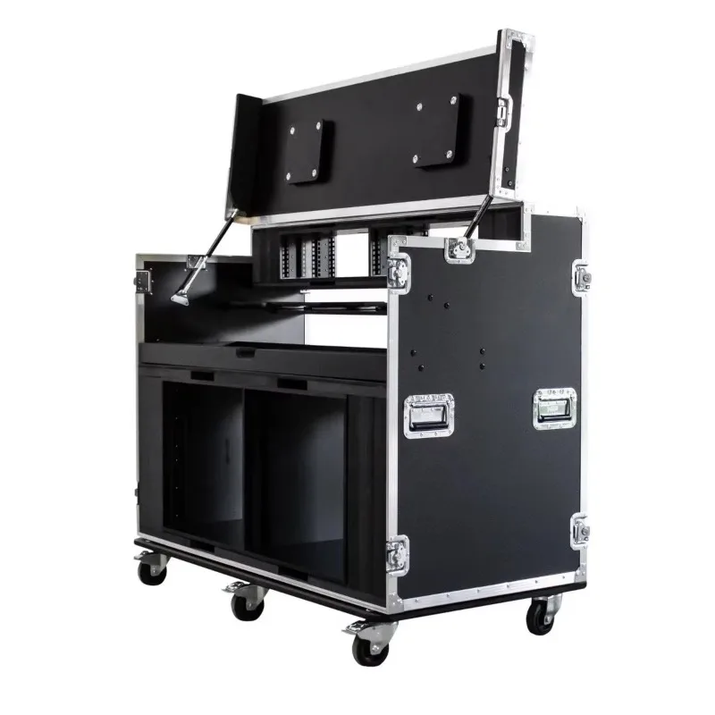 Flight Case Portable Custom Unit with Video Production Workstation and Pull Out Drawer Rolling Tool Box