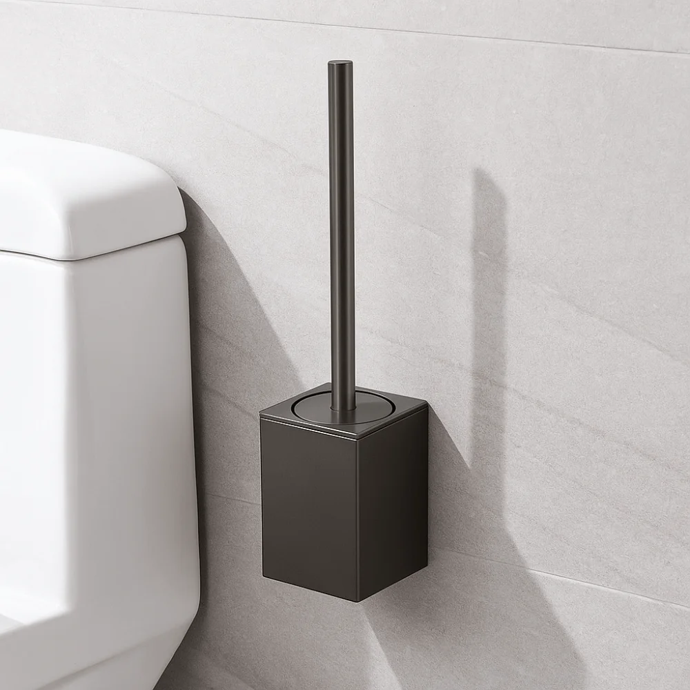 مجموعة فرشاة المرحاض ذات الغلاف المعدني، فرشاة تنظيف المرحاض المقاومة للصدأ المثبتة على الحائط بدون زاوية ميتة، تركيب مجاني للأظافر