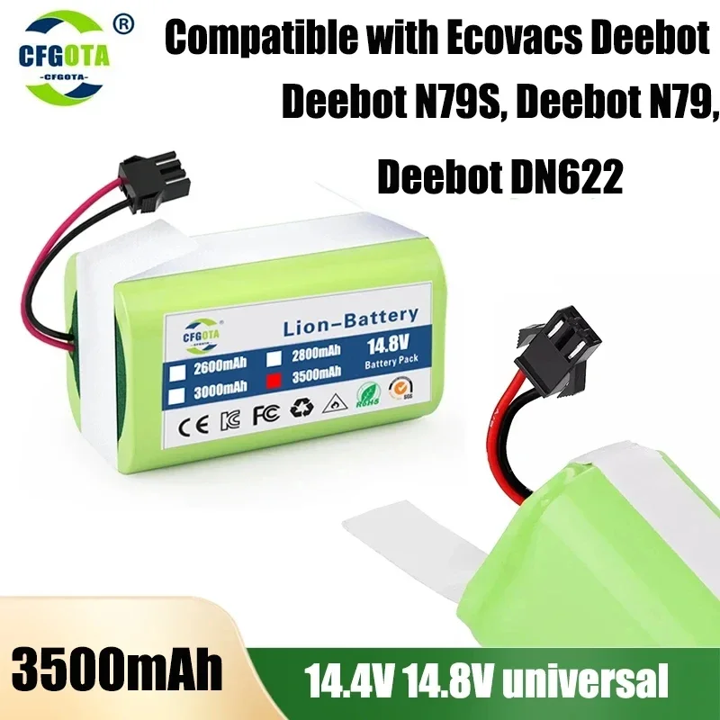 

2024 New 14.4V 3500mAh Li-ion Battery for Conga 990 1090 Tesvor X500 Ecovacs Deebot N79 N79S DN622 Eufy RoboVac11 11S RoboVac 30