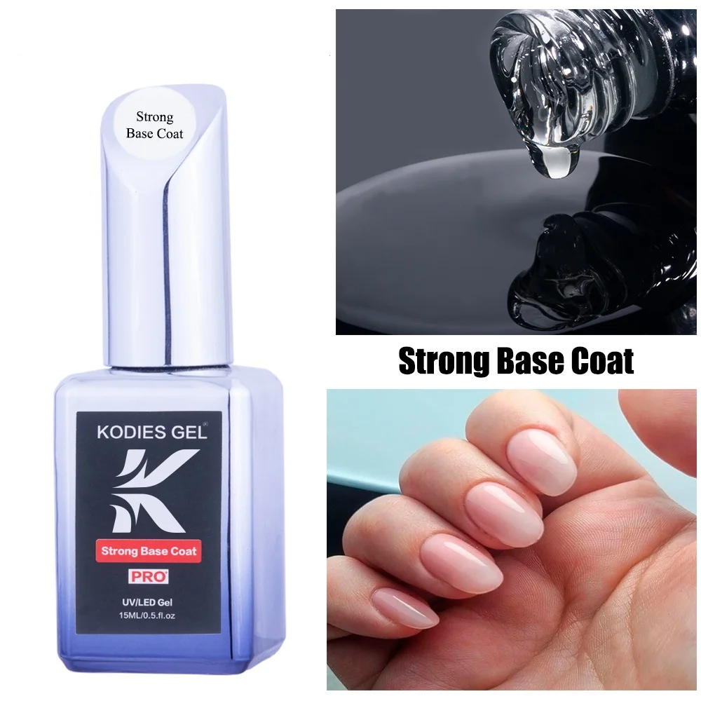 Kodies Gel Stay Strong Base Coat Gel Lak 15Ml Semi-Permanente Uv Gel Nagellak Glans Top Coat Clear Manicure Voor Nagels Art