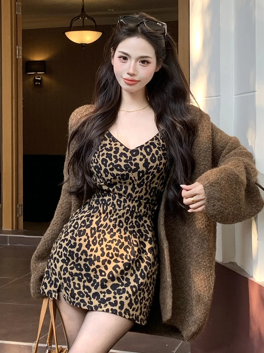 

Свободный вязаный кардиган-свитер однотонного цвета, универсальный, стройнящий, модный, для молодых женщин