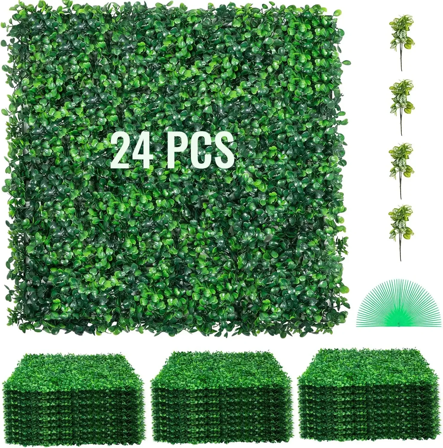 

24PCS 20"x20" Artificial Boxwood Panels,Boxwood Hedge Wall Panels,Artificial Grass Backdrop Wall 1.6"