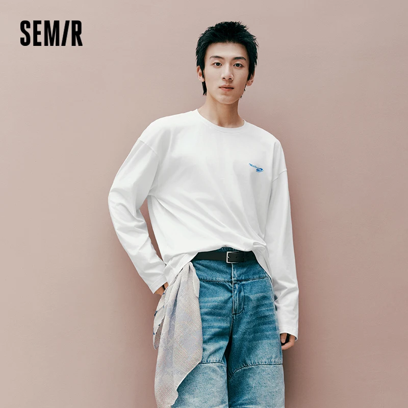 Semir Men Tshirt Long Sleeve Pet Graphic Moisture Wicking Quick Dry Crew Neck Casual Autumn Top Daily Wear 2026