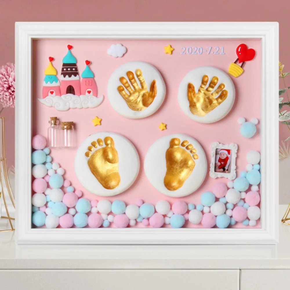 Baby Handprint Kit Footprint Pad Newborn Photo Frame Keepsake Mold Imprint Memory 100 Days First Birthday Hand Footprint Makers