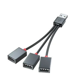 1 in 2 Out USB 허브 차량용 USB 분배기 케이블, 다기능 어댑터 코드, 충전 케이블, 아이폰, 안드로이드, 샤오미 스마트폰용