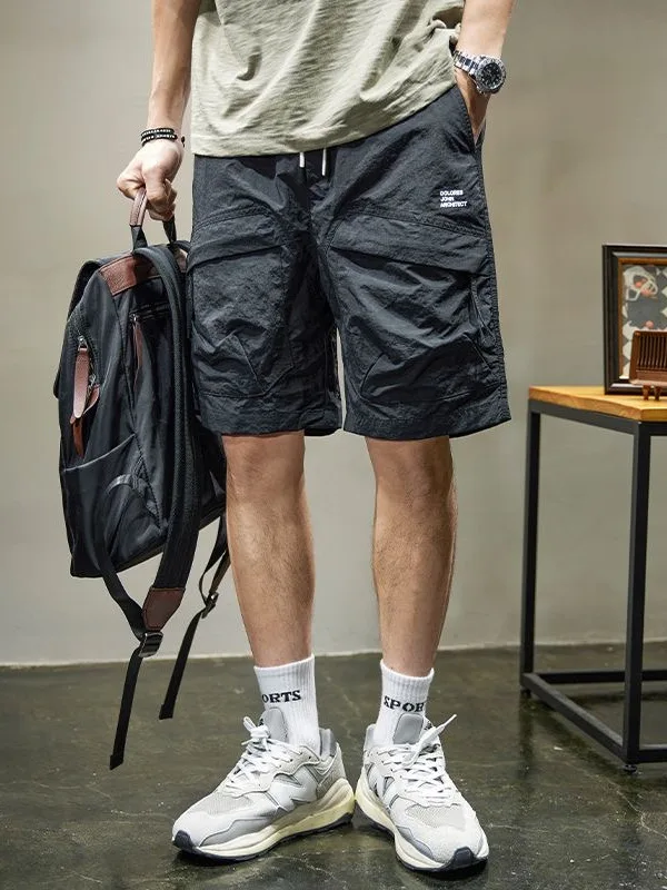 

Qui Dry Ice Silk orts Men's Loose Large Size Outdoor Thin Breathable Five-Quarter Beach orts Faionable Casual Pants