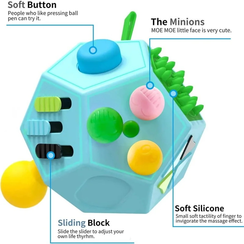 フィジェット十二角形 12 面フィジェットおもちゃキューブ ストレスや不安を軽減 抗うつ旅行用おもちゃ、集中力、退屈感を解消 子供、大人向け