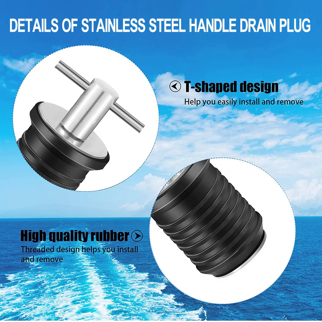 Marine Hardware Adjustable T-Handle TWIST-IN Drain Plug Bung Socket For Dinghy Kayak Canoe Yacht Speedboat Boat  Accessories