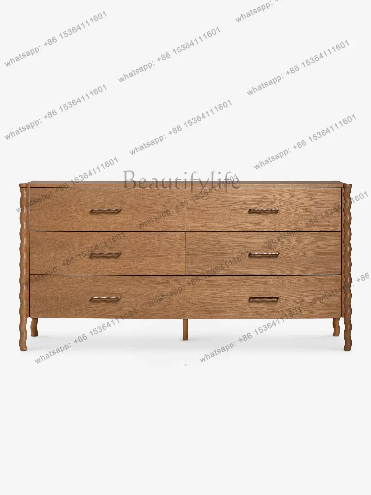 

French retro bedroom solid wood six-chest cabinet medium antique locker