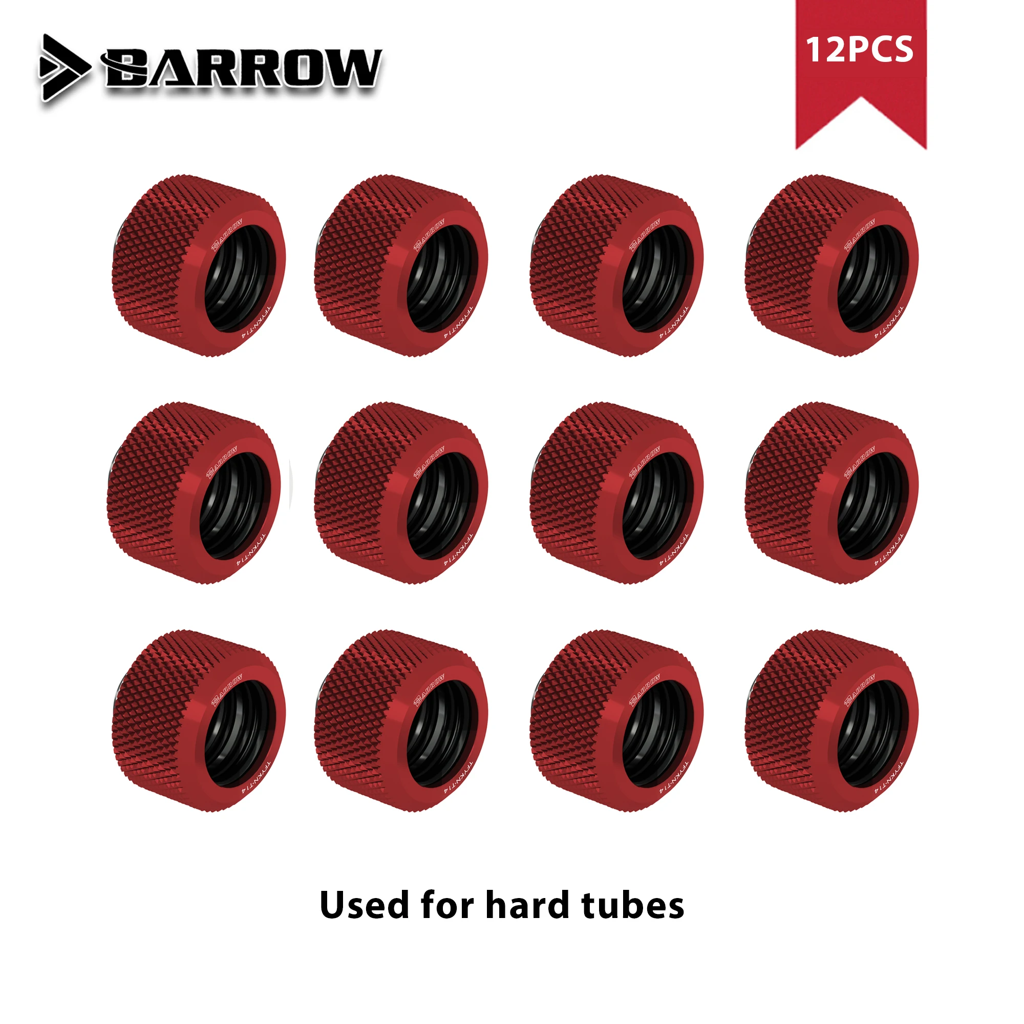 Barrow 12 PCS G1/4” Thread OD12/14/16mm Hard Tube Fitting Kit Anti-off Adapter Compression Connector for Computer Water Cooling