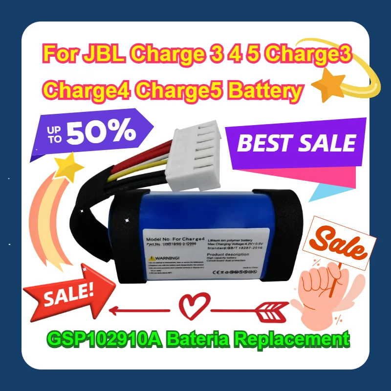 

For JBL Charge 3 4 5 Charge3 Charge4 Charge5 Battery GSP102910A Bateria Replacement