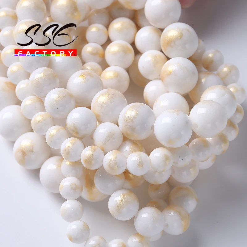 Natural White Lapis Lazuli Jades Beads for Jewelry Making Natural Stone Round Loose Beads Diy Bracelets Necklaces 15