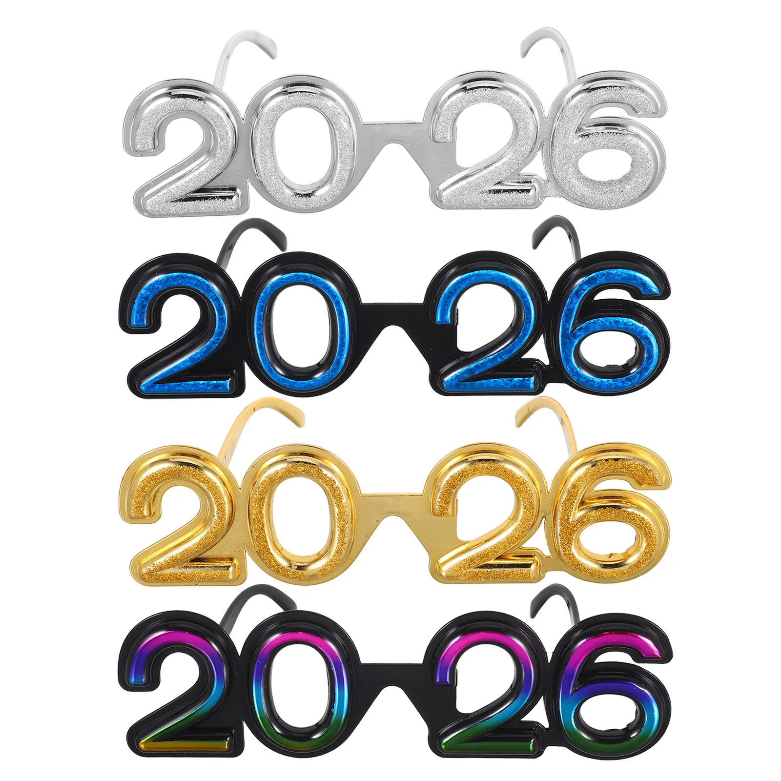 

4Pcs 2026 Celebration Glasses Retro Style Party Eyeglasses Sparkle Design for Nye Photos Graduation Events Holiday Festivities