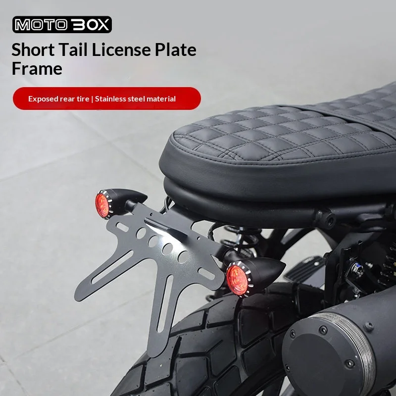 【Premium】For Honda CL300 modification: short tail design with stainless steel license plate holder, taillight, and turn signal b