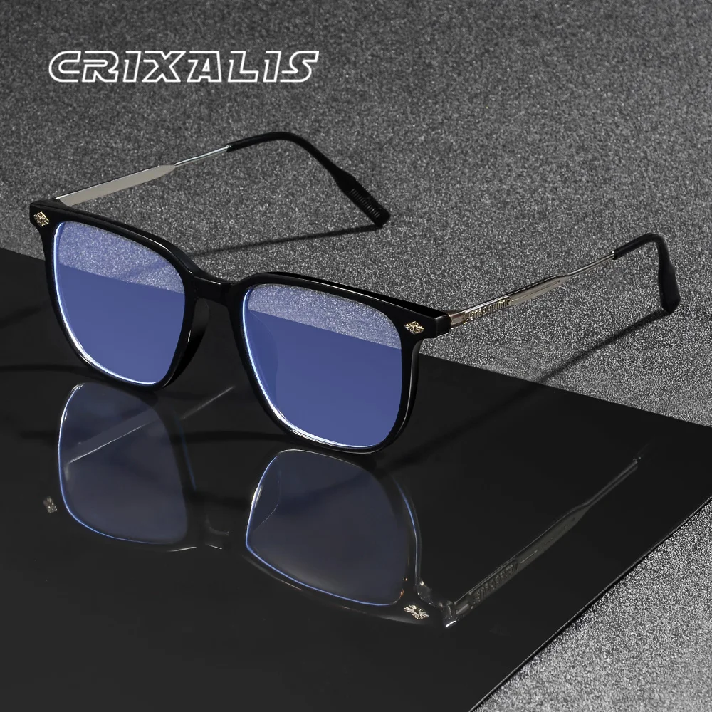 CRIXALIS Klassische quadratische Anti-Blaulicht-Brille für Damen und Herren, Lesebücher, Brille, Korrektionsbrille, Computerbrille