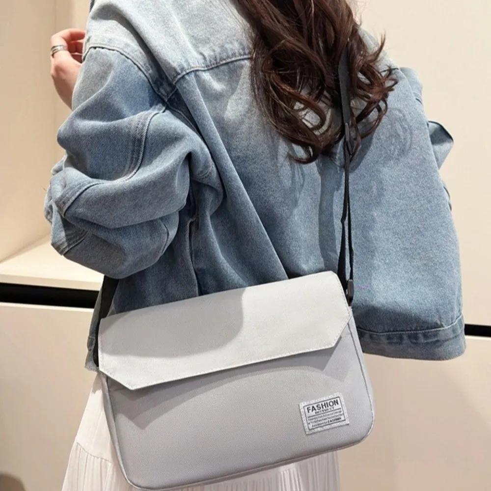 

Solid Color Men's Messenger Bag Adjustable Strap Minimalist Nylon Shoulder Bag Multi-pocket Large Capacity Crossbody Bag Travel